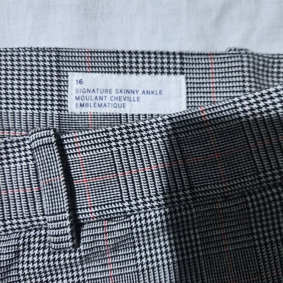 GAP Pants Women’s 16 Black Gray Plaid Signature Skinny Ankle Stretch Flat Front - Picture 5 of 8